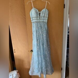 Elegant Light Blue Gown with Silver Accents